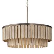 Capital Lighting Jada 6 Light 30" Wide Wood Pendant Dark Brass