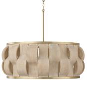 Capital Lighting Willa 6 Light 32" Wide Wood Pendant Matte Brass