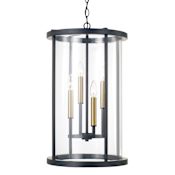 Capital Lighting Davis 4 Light 15" Wide Taper Candle Pendant Espresso / Brass