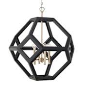 Capital Lighting Geo 4 Light 24" Wide Wood Pendant Flat Black / Matte Brass