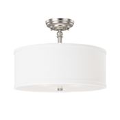 Capital Lighting Loft 3 Light 15" Wide Semi-Flush Drum Ceiling Fixture with White Shade Matte Nickel