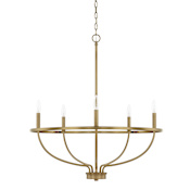 Capital Lighting Greyson 5 Light 29" Wide Taper Candle Chandelier Aged Brass