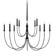 Capital Lighting Amara 12 Light 54" Wide Taper Candle Chandelier Matte Black with Brass