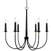 Capital Lighting Amara 6 Light 31" Wide Taper Candle Chandelier Matte Black with Brass