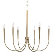 Capital Lighting Holden 6 Light 33" Wide Taper Candle Chandelier Aged Brass