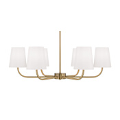 Capital Lighting Brody 6 Light 35" Wide Chandelier with White Fabric Shades Aged Brass