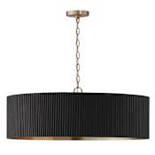 Capital Lighting Donovan 4 Light 31" Wide Wood Pendant with Mango Wood Shade Black Stain / Matte Brass