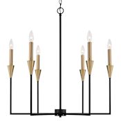 Capital Lighting Avant 6 Light 29" Wide Taper Candle Style Chandelier Aged Brass / Black