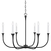 Capital Lighting Decklan 6 Light 32" Wide Taper Candle Style Chandelier Black Iron