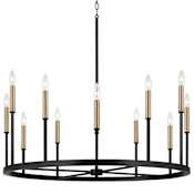 Capital Lighting Davis 12 Light 36" Wide Taper Candle Style Chandelier Espresso / Brass