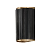 Capital Lighting Donovan 2 Light 12" Tall Wall Sconce with Mango Wood Shade Black Stain / Matte Brass
