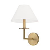 Capital Lighting Gilda 15" Tall Wall Sconce with White Fabric Shade Aged Brass
