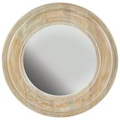 Capital Lighting 30" Diameter Circular Wood Framed Accent Mirror White Washed Wood / Gold Leaf
