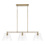Capital Lighting Baker 3 Light 45" Wide Linear Chandelier Aged Brass