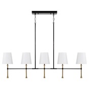 Capital Lighting Hollis 5 Light 48" Wide Linear Chandelier Matte Black / Hammered Gold