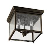 Capital Lighting Outdoor 3 Light 12" Wide Outdoor Flush Mount Ceiling Fixture Old Bronze