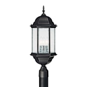 Capital Lighting Main Street 3 Light 24" Tall Outdoor Single Head Post Light Black