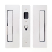 Cavilock Magnetic Privacy Pocket Door Pull Set with LH Snib / RH Passage for 1-3/4 Inch Thick Doors Bright Chrome