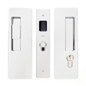 Cavilock Magnetic Keyed Entry Pocket Door Lock Set with LH Snib/RH Key for 1-3/8 Inch Thick Doors Bright Chrome