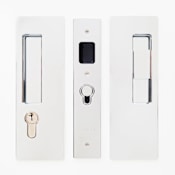 Cavilock Magnetic Keyed Entry Pocket Door Lock Set with RH Snib/LH Key for 1-3/8 Inch Thick Doors Bright Chrome
