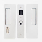 Cavilock Magnetic Single Cylinder Pocket Door Pull Set with LH Key / RH Passage for 1-3/4 Inch Thick Doors Bright Chrome