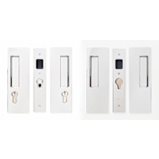 Cavilock Magnetic Latching Double Cylinder Double Door Pocket Door Set for 1-3/8 Inch Door Thickness Bright Chrome