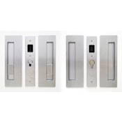 Cavilock Magnetic Latching Privacy Double Door Pocket Door Set for 1-3/8 Inch Door Thickness Satin Chrome