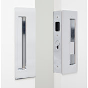 Cavilock Magnetic Latching Privacy Double Door Pocket Door Set for 1-3/4 Inch Door Thickness Bright Chrome