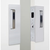 Cavilock Magnetic Latching Double Cylinder Double Door Pocket Door Set for 1-3/4 Inch Door Thickness Bright Chrome