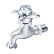 Central Brass Single Handle Self-Close Wall Mounted Bathroom Faucet with Grip Handle Rough Chrome