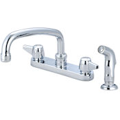 Central Brass 1.5 GPM Deck Mounted Kitchen Faucet with 8" Swivel Spout, Side Spray and Lever Handles Polished Chrome