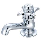 Central Brass Single Handle Self-Close Deck Mounted Bathroom Faucet with Grip Handle Polished Chrome