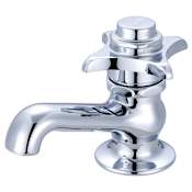 Central Brass Single Handle Self-Close Deck Mounted Bathroom Faucet with Grip Handle Polished Chrome