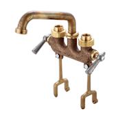 Central Brass Two Handle Laundry Faucet with Extended Straddle Legs Rough Brass