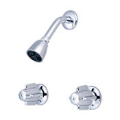 Central Brass Traditional Shower Trim with Shower Head and Two Handles - Includes Shower Arm and Flange Polished Chrome