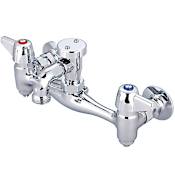 Central Brass Double Handle Wall Mounted Bridge Service Sink Faucet with 2-1/2" Fixed Spout and Lever Handles with Hot/Cold Indexes Polished Chrome