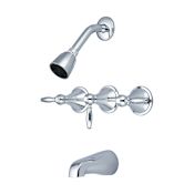 Central Brass Triple Handle Tub and Shower Trim with Shower Head, Tub Spout, and Lever Handles Polished Chrome