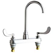 Chicago Faucets Commercial Grade High Arch Kitchen Faucet with Wing Handles - 8" Faucet Centers (Eco-Friendly Flow Rate) Chrome