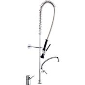 Chicago Faucets Deck Mounted Coil Pre-Rinse Faucet with Independent Swinging Spout and Lever Handles - Commercial Grade Chrome