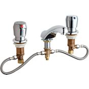 Chicago Faucets 0.35 GPM Hot and Cold Metering Faucet with Self Closing Button Handles Chrome