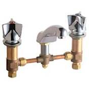 Chicago Faucets Widespread Bathroom Faucet with 8" Faucet Centers and Lever Handles Chrome