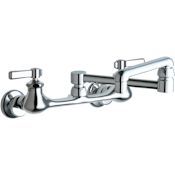 Chicago Faucets Wall Mounted Utility Faucet with Lever Handles and 13" Full-Flow Swing Spout Chrome