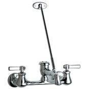 Chicago Faucets Wall Mounted Service Sink Faucet with Vacuum Breaker Spout, Pail Hook, Wall Brace and Metal Lever Handles Chrome