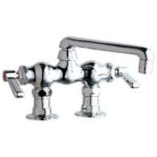 Chicago Faucets Deck Mounted Laundry / Service Sink Faucet with Lever Handles and 6" Full-Flow Swing Spout Chrome