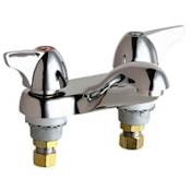 Chicago Faucets Centerset Bathroom Faucet with 4" Faucet Centers and Wrist Blade Handles Chrome