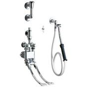 Chicago Faucets Wall Mounted Pedal Valve Concealed Bed Pan Flusher with Volume Control Angle Valve, 48" Vinyl Hose and Loose Key Stop Chrome