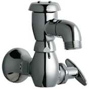 Chicago Faucets Wall Mounted Hose Faucet with 3/4" Treaded Male Outlet and Cross Handle - Commercial Grade Chrome