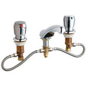 Chicago Faucets Widespread Bathroom Faucet with Adjustable Faucet Centers and Push Button Handles Chrome