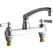 Chicago Faucets Commercial Grade Kitchen Faucet with Lever Handles - 8" Faucet Centers Chrome