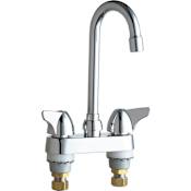 Chicago Faucets Commercial Grade High Arch Bathroom Faucet with Lever Handles - 4" Faucet Centers (Eco-Friendly Flow Rate) Chrome